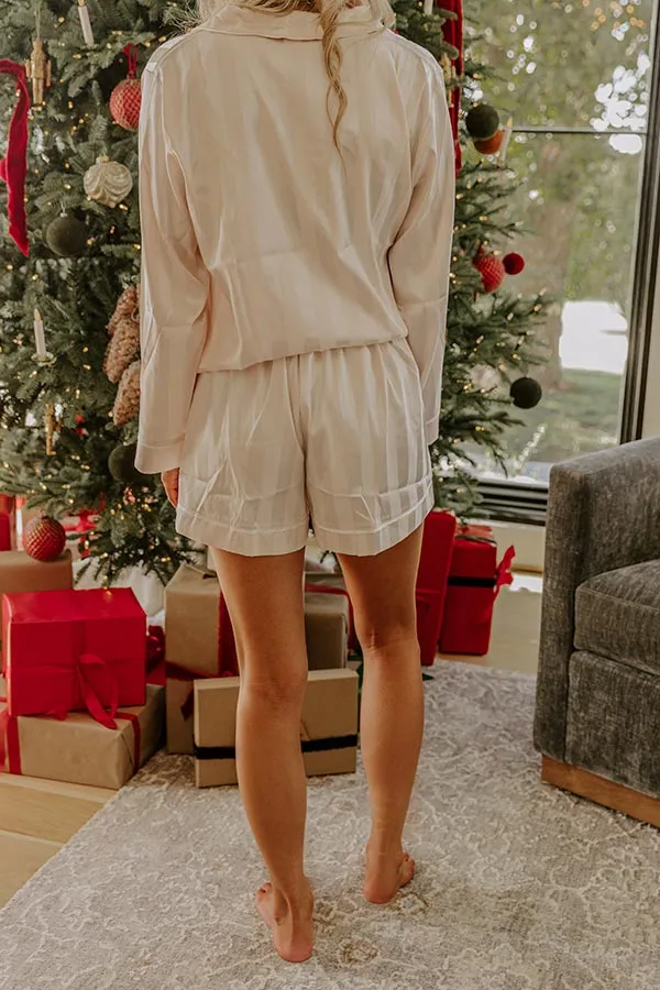 Satin Pajama Shorts In Champagne