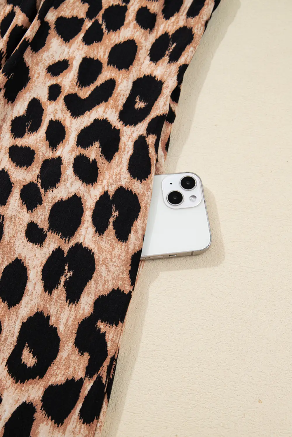 Animal Print Smocked Midi Dress