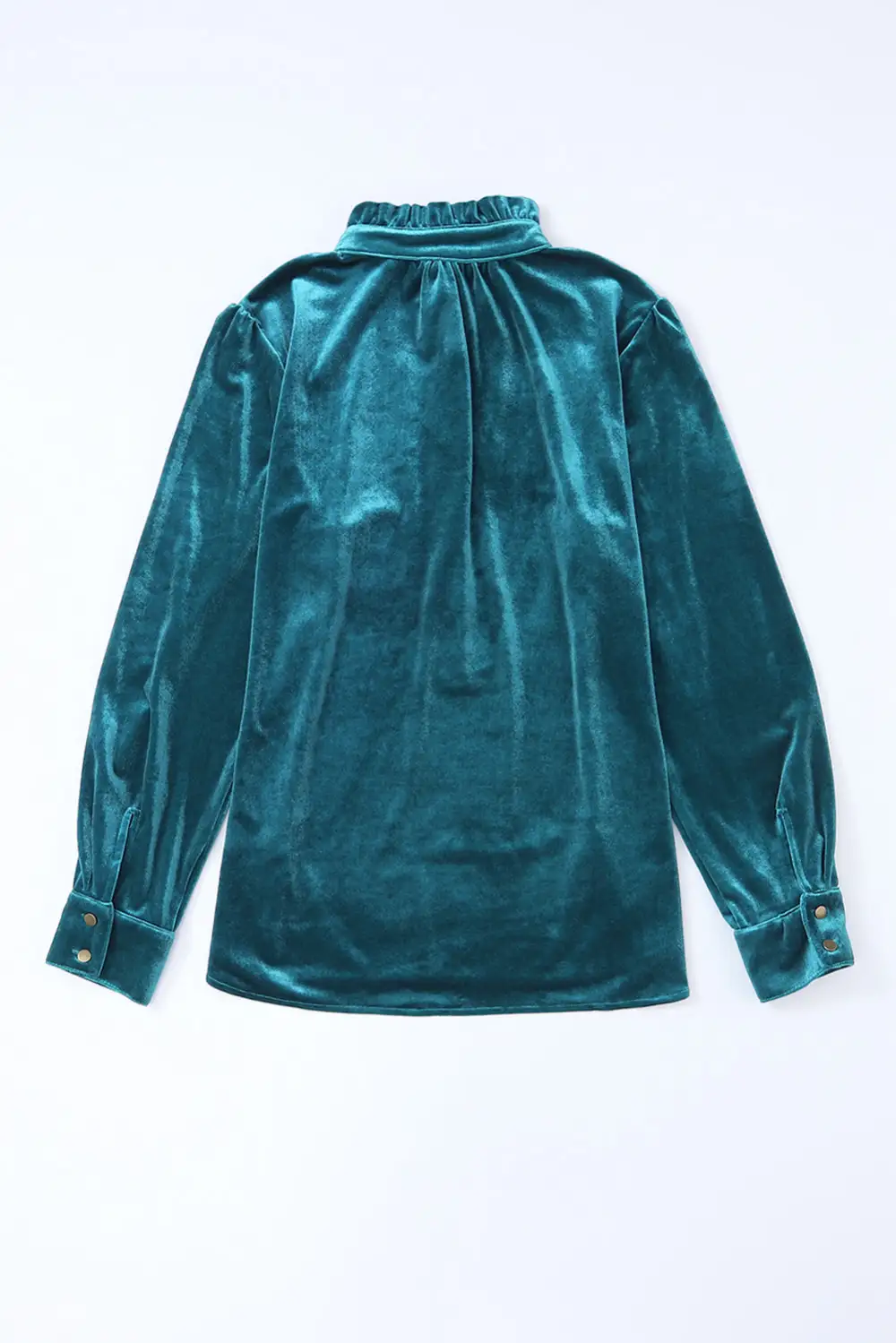 Velvet Frilled Button Front Top