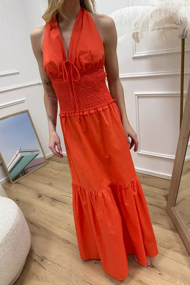 Maxi Ruched Cotton Dress