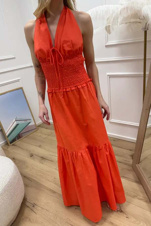 Maxi Ruched Cotton Dress