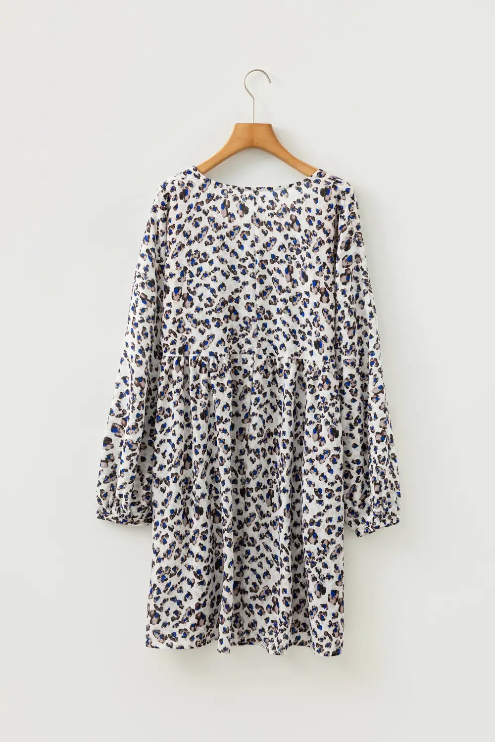 Animal Print V Neck Long Sleeve Mini Dress
