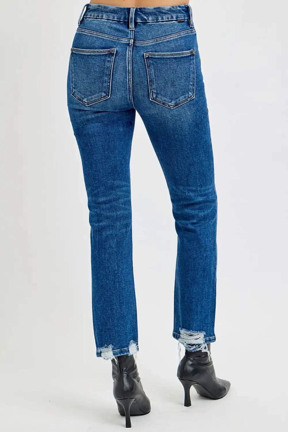 Easy High Waist Straight Leg Distressed Denim Jeans