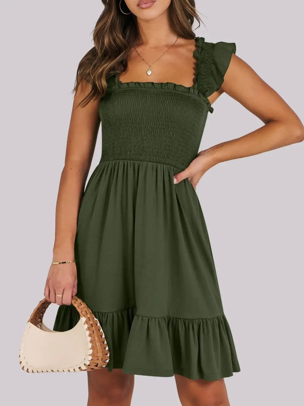Ruffle Smocked Mini Dress