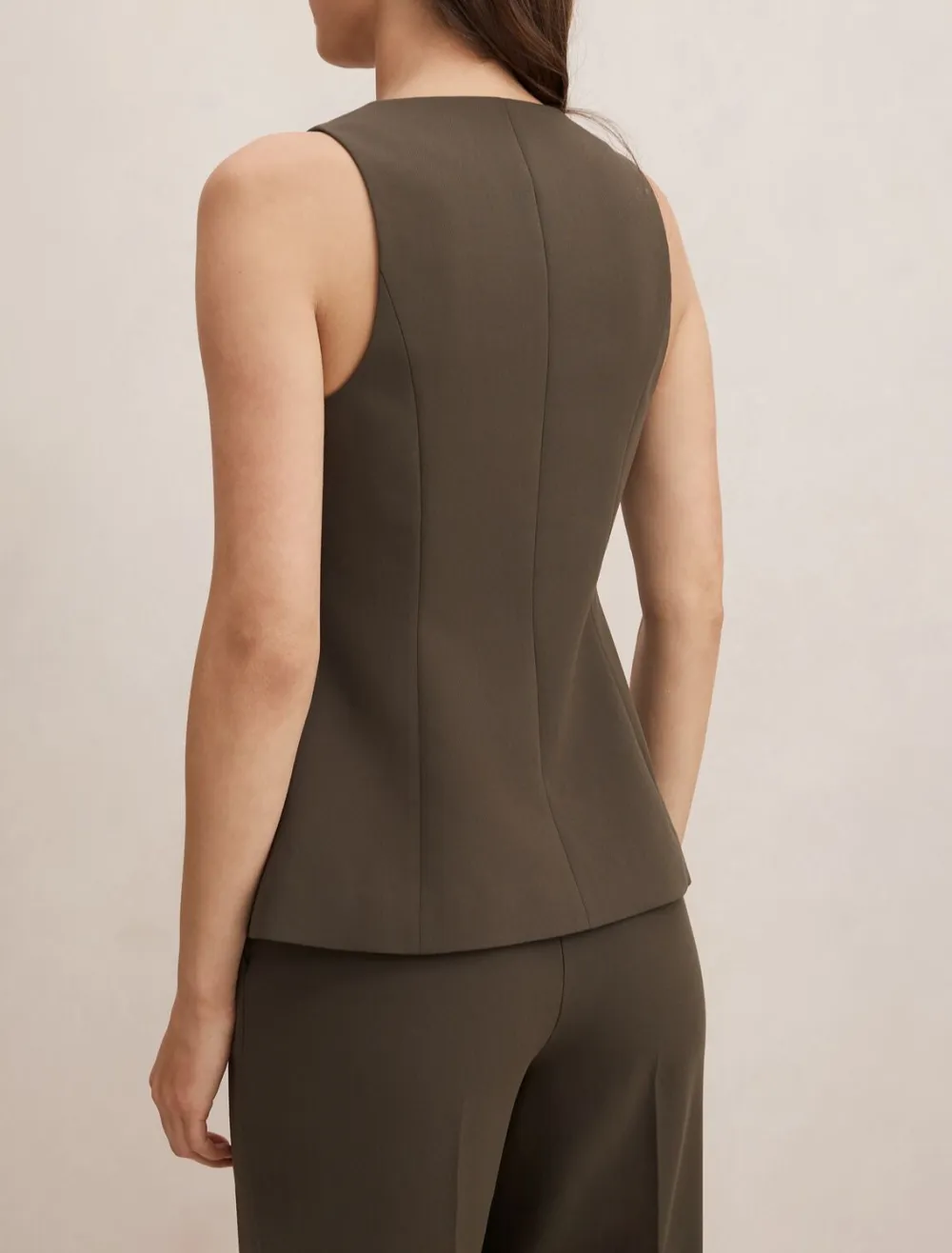 Olive Green Sleeveless V-Neck Button Waistcoat