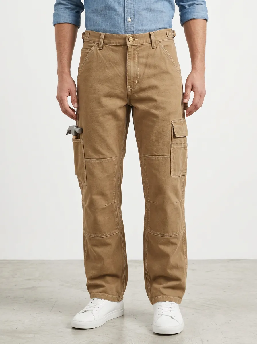 Men's Heavy Duty Construction Worker Multi-Pocket Cargo Pants