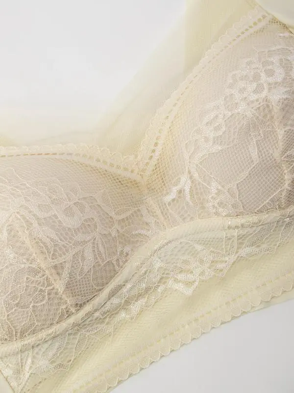 [6Pack]-Women'S Plain Contrast Lace BraSoftBreathable Push Up Bra U