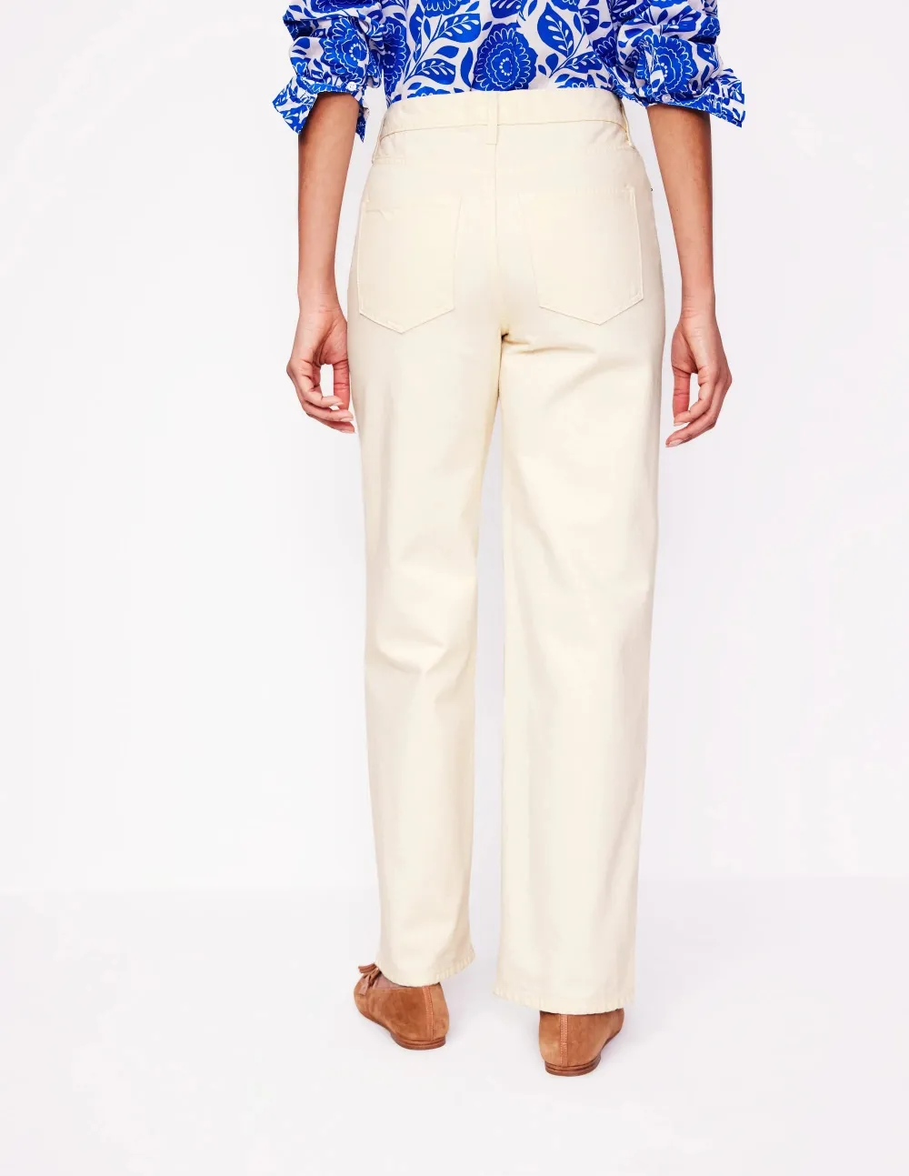 Ecru Mid - Rise Relaxed Jeans