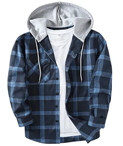 Men Plaid Long Sleeve Flannel Jacket