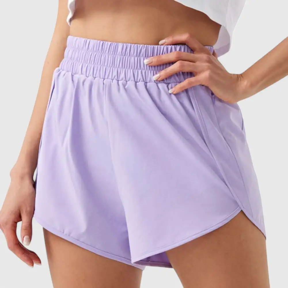 High-Waist Elastic-Waist Lightweight Running Shorts