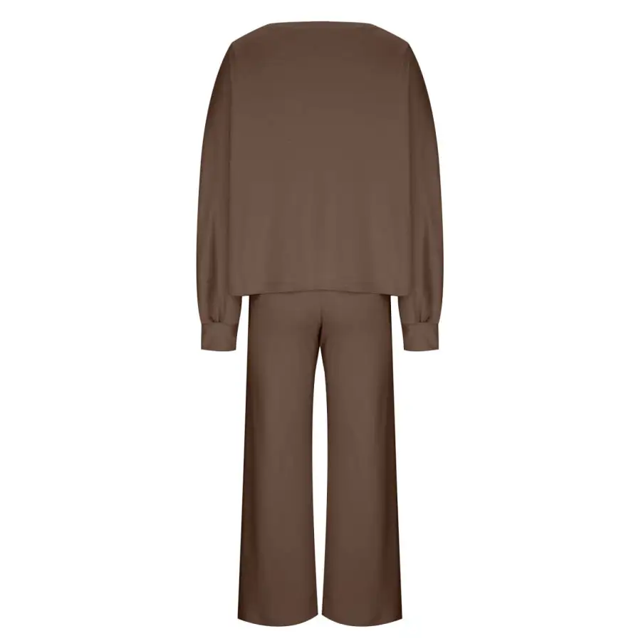 Casual Round Neck Long Sleeve Top and Pants Set