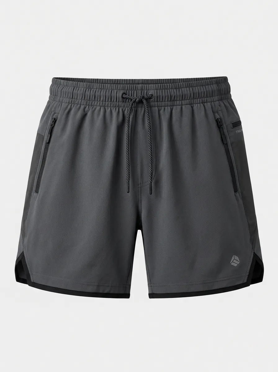 Men's Athletic Training Breathable Zippered Pocket Shorts