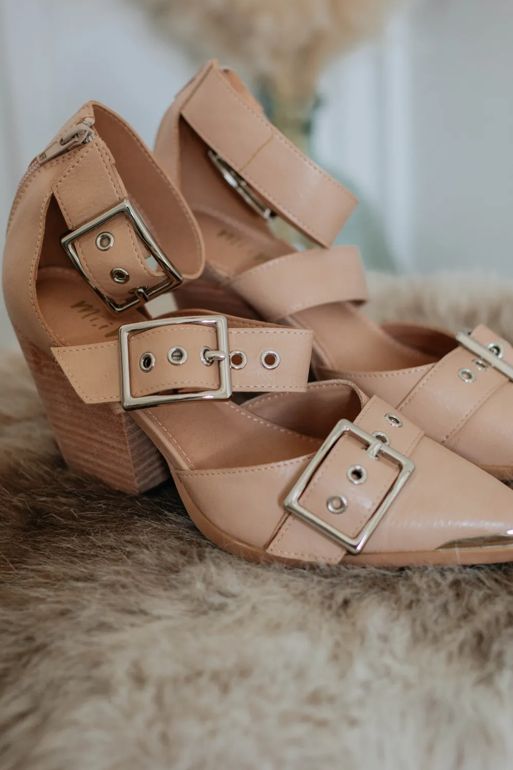 Classic Triple Buckle Pointed Toe Heels