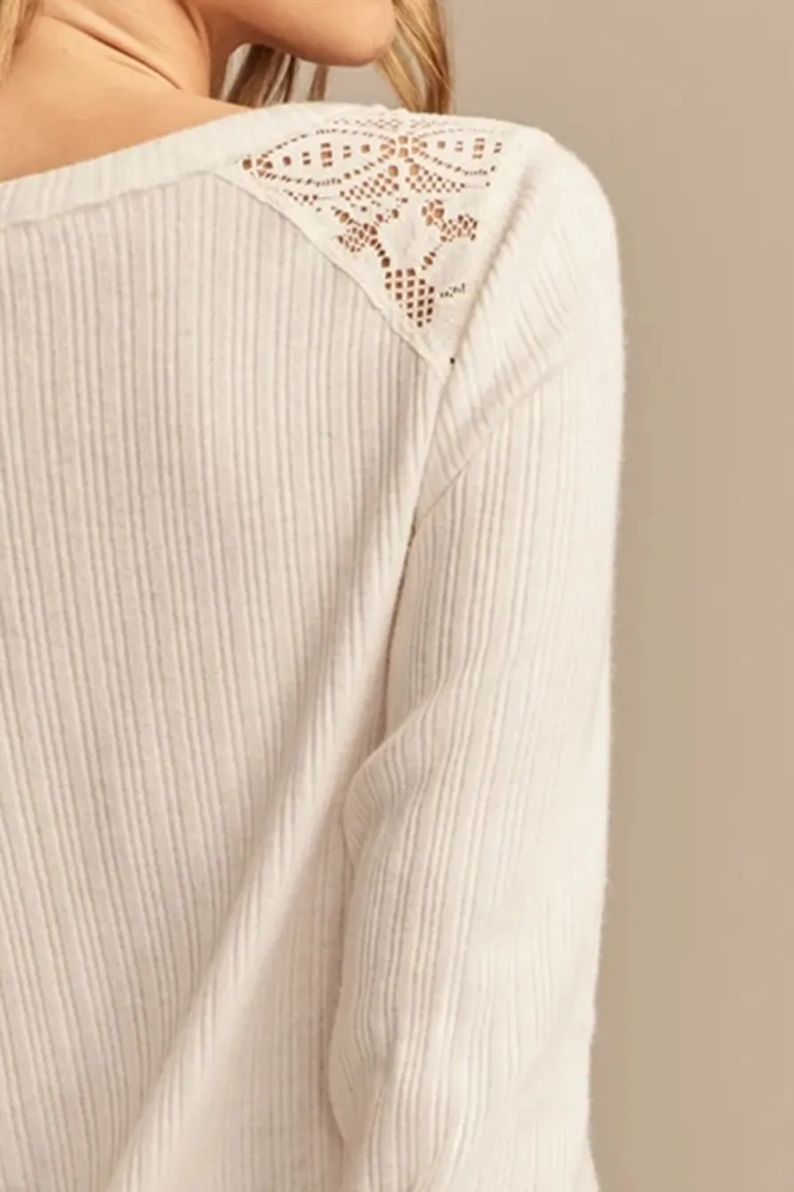 White Cloud Lace Mix Henley