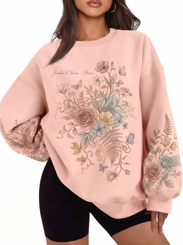 Women's Paris Floral Jardin d'Hiver Butterfly Printed Sweatshirt