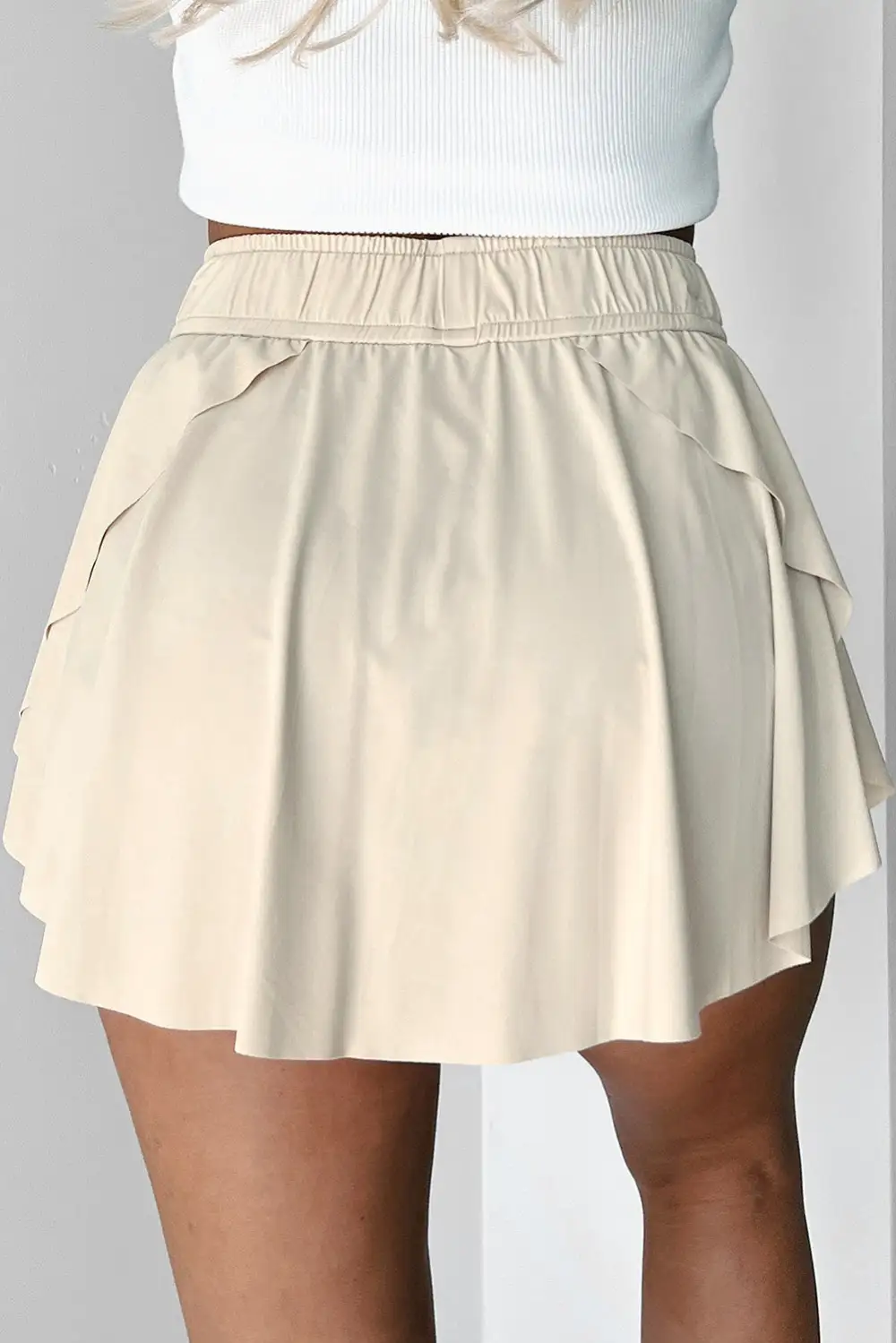 High Waist Drawstring Tennis Skort