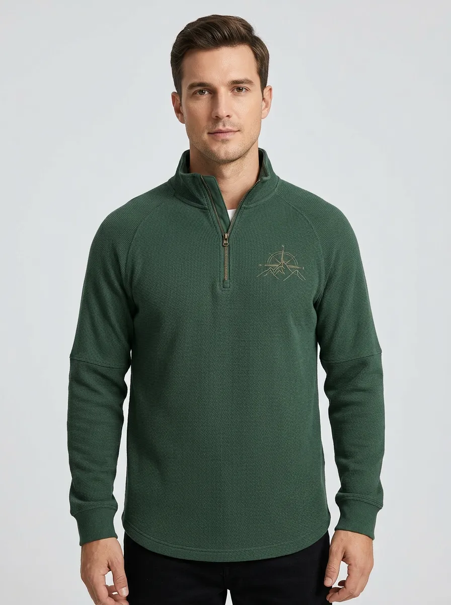 Everyday Mountain Graphic Compass Graphic Outdoor-Inspired Refined Look Men's Half Zip Long Sleeve Pullover
