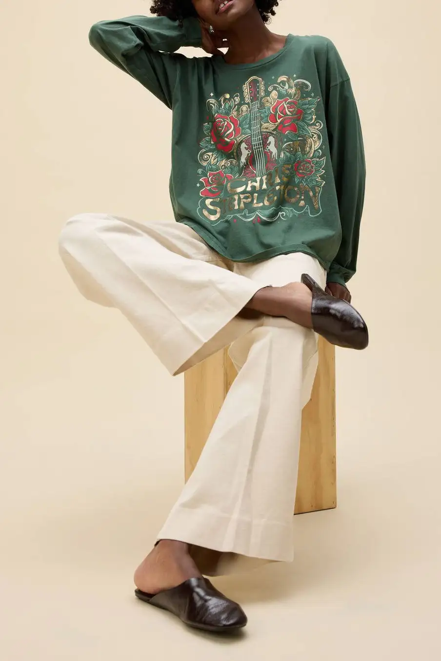 Floral Graphic Long Sleeve Oversized Tee