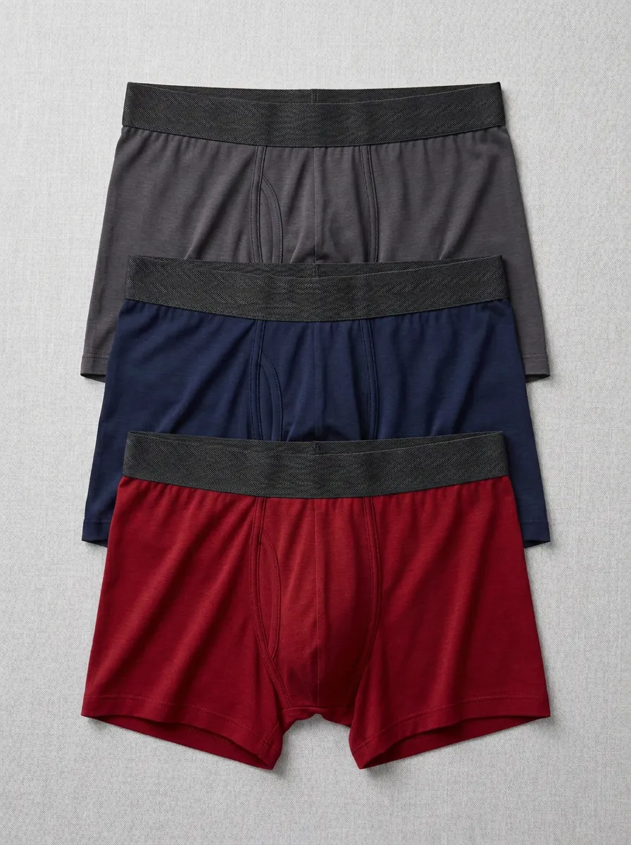Men's Solid Color Cotton Blend Boxer Briefs Set