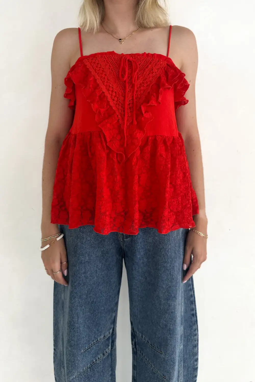 Simple Cut Peplum Ruffle Top