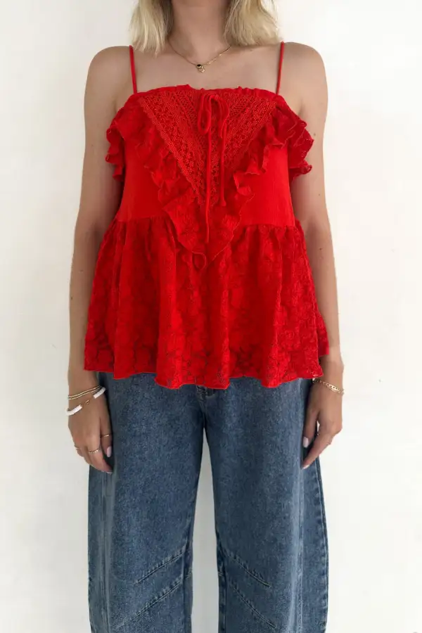 Simple Cut Peplum Ruffle Top