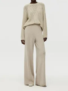 Machine Washable Wool Wide Leg Women Pants
