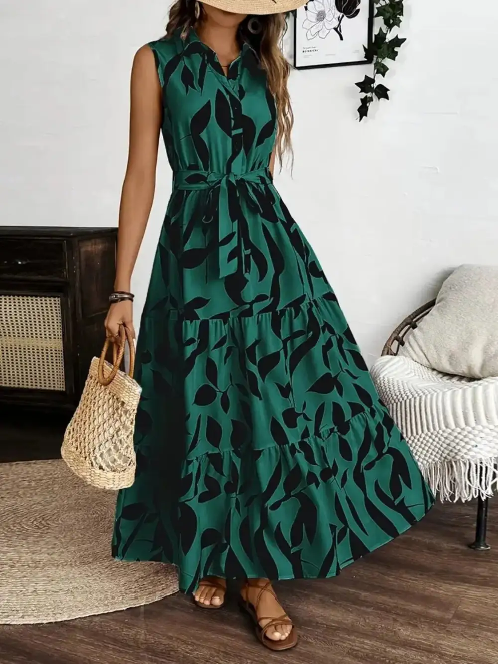 Sleeveless Printed Maxi Dress