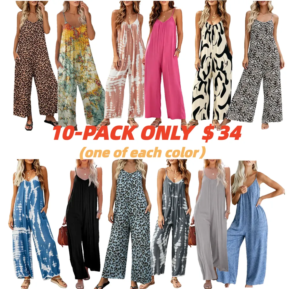 Plus Size Women's Fashion Wide Leg Suspender Jumpsuit