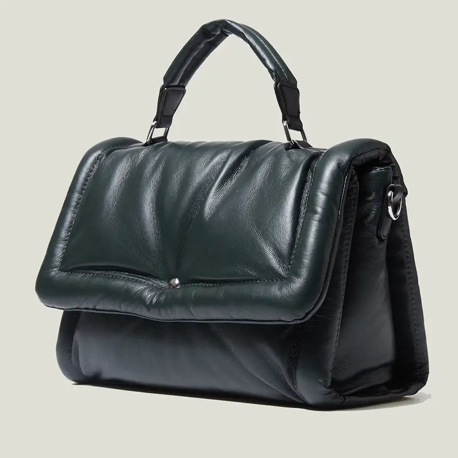 Retro One-Shoulder PU Leather Handbag Horizontal Square