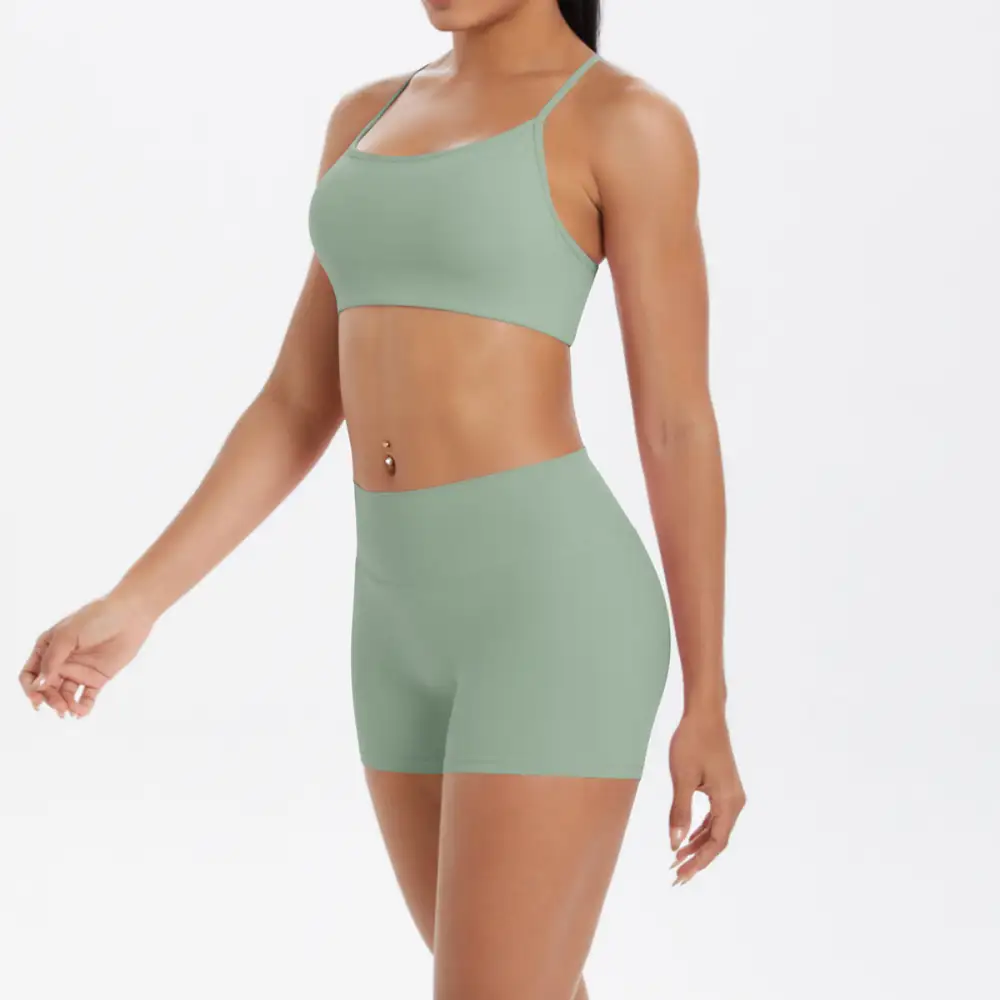 Backless Sleeveless Two-Piece Top and Shorts Active Set