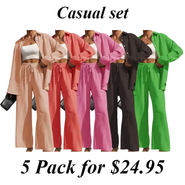 Women'S Top And Pants Set 5PACK