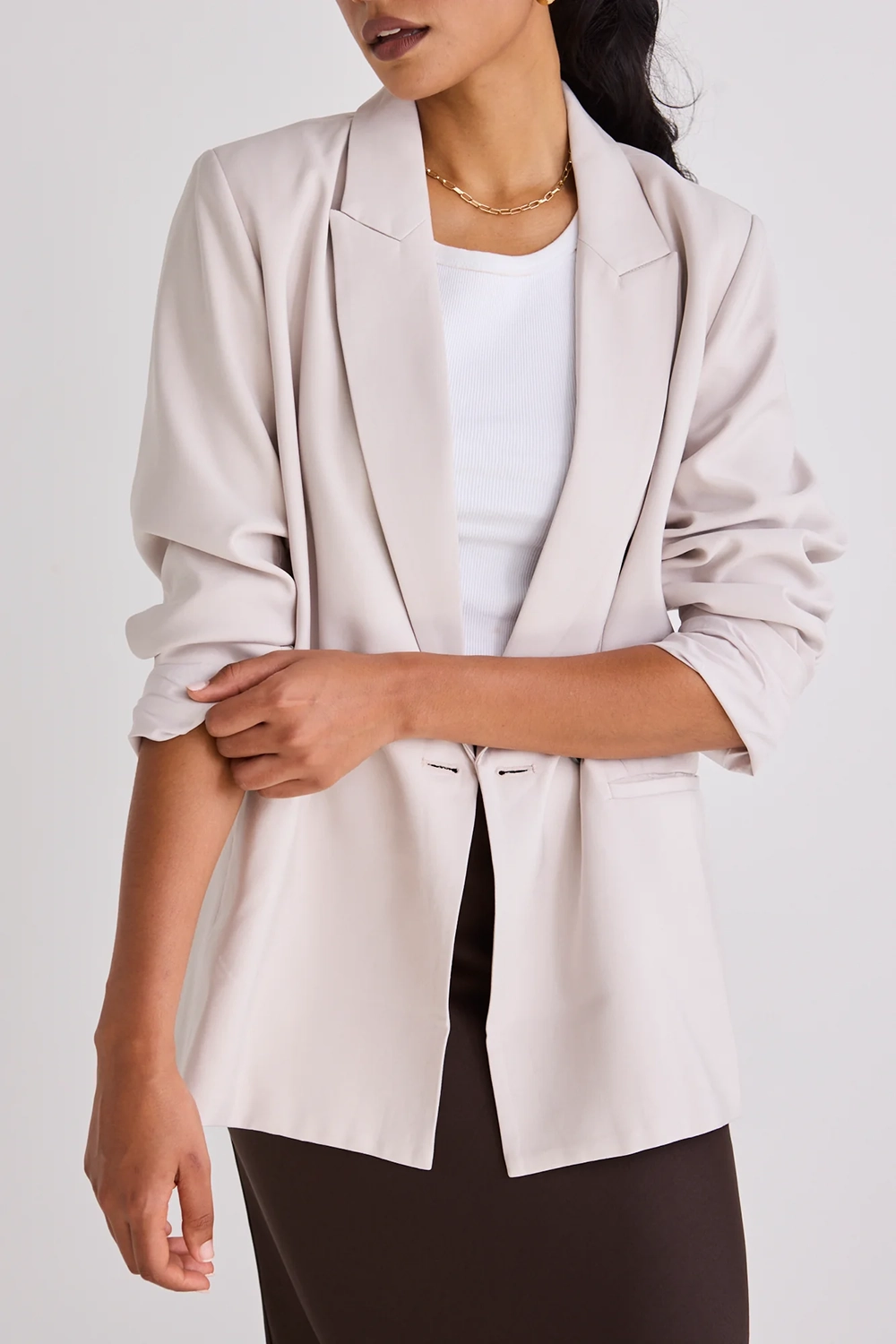 Light Pink Linen Longline Blazer
