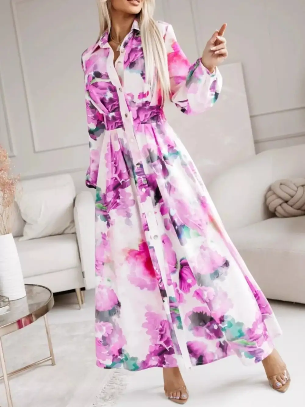 Long Sleeve Maxi Shirt Dress