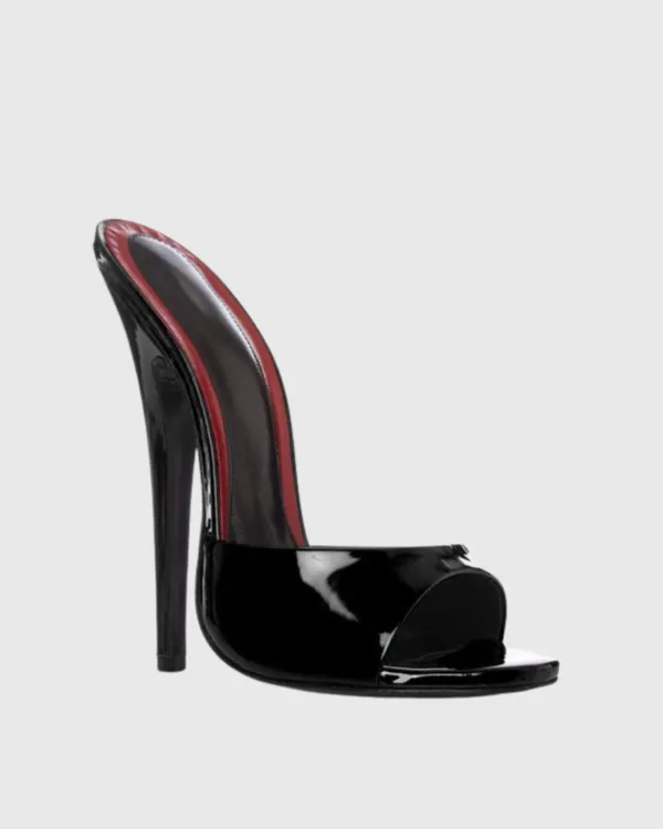 Patent Leather Mules in Black