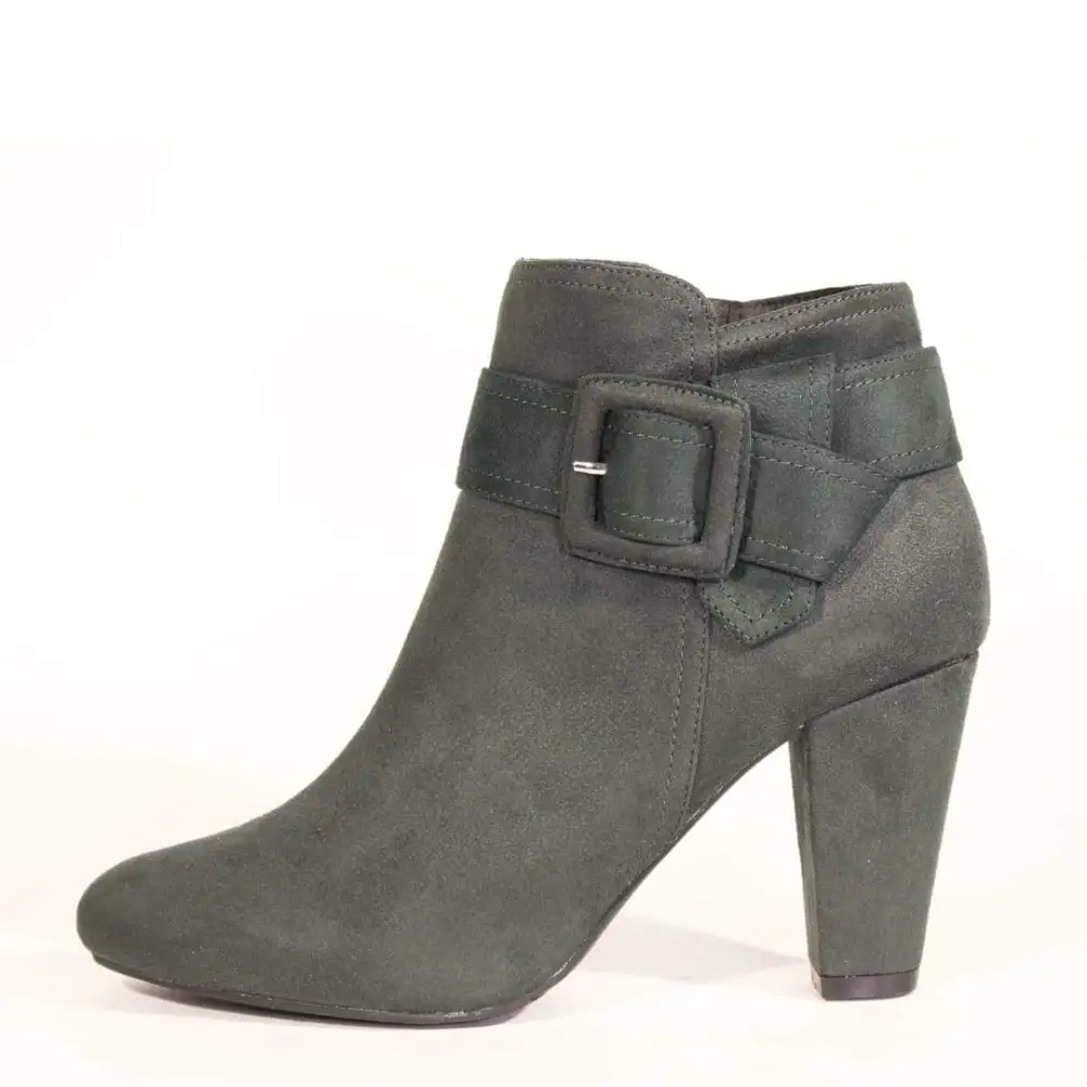 Suede Belted Block Heel Ankle Boots