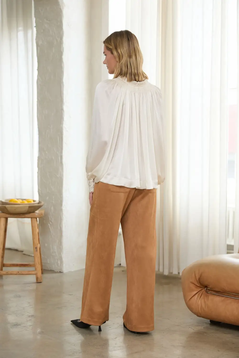 Split Neck Lace Blouse