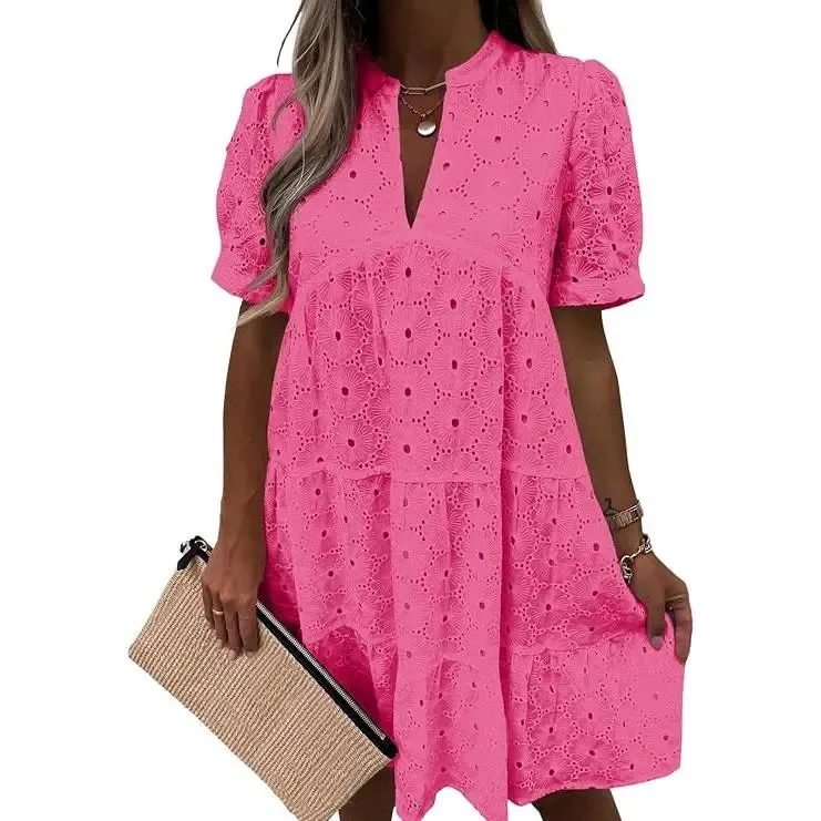 Women’s Flowy Lace V-Neck Dress