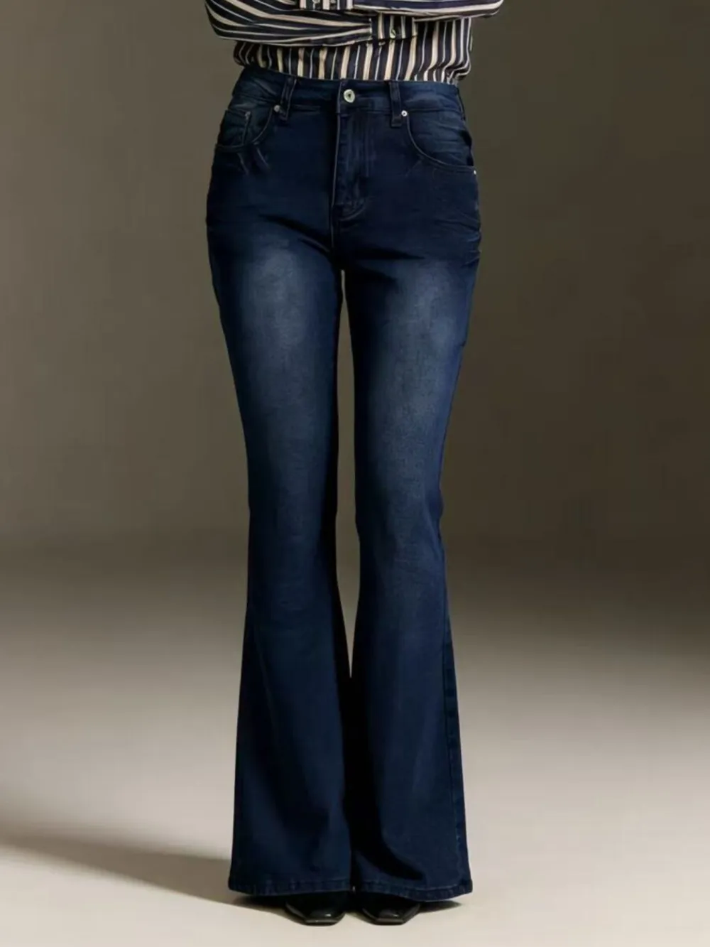 Smooth High Waist Flare Leg Denim Jeans