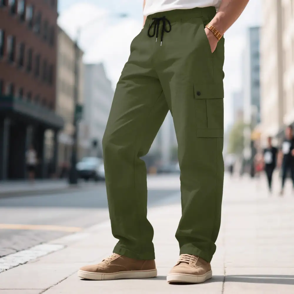 Men's Urban Utilitarian Cargo Pants Waistband Pockets