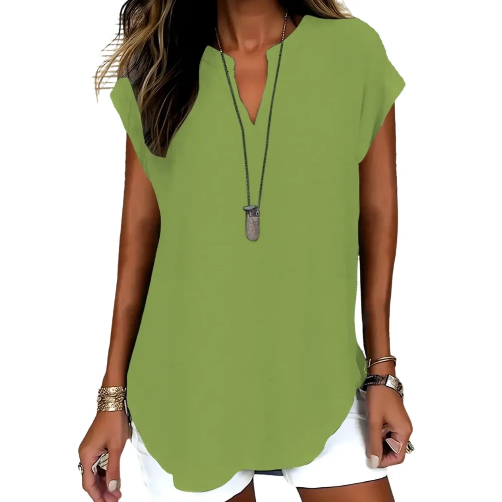 Women's Plain Notched Neck Fitted Blouse Shirts, Casual Classy Elegant Minimalist Basic Top