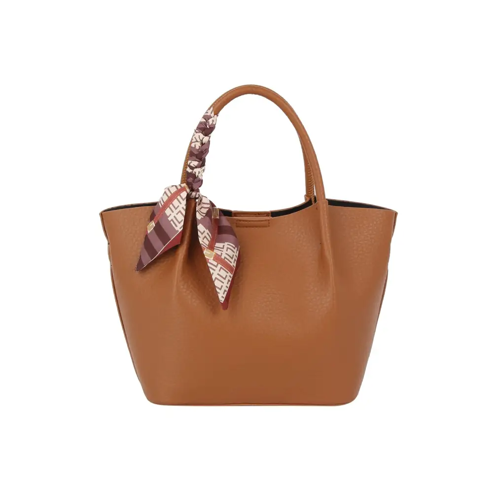 Pebbled Scarf Accent Tote Bag