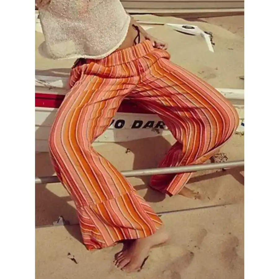 Casual Striped Wide Leg Pants