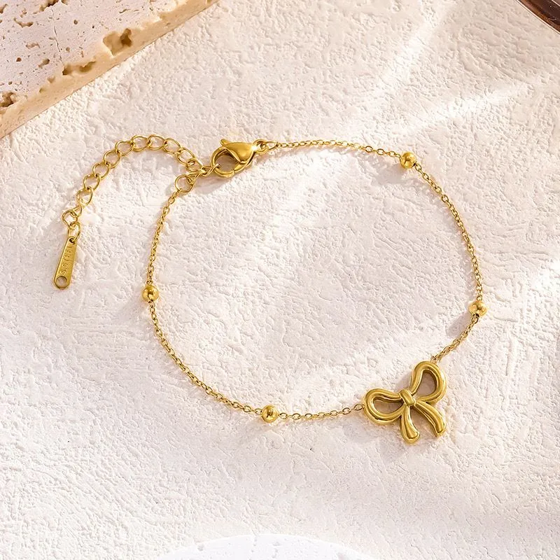 Stainless Steel Bow Fashion Anklet