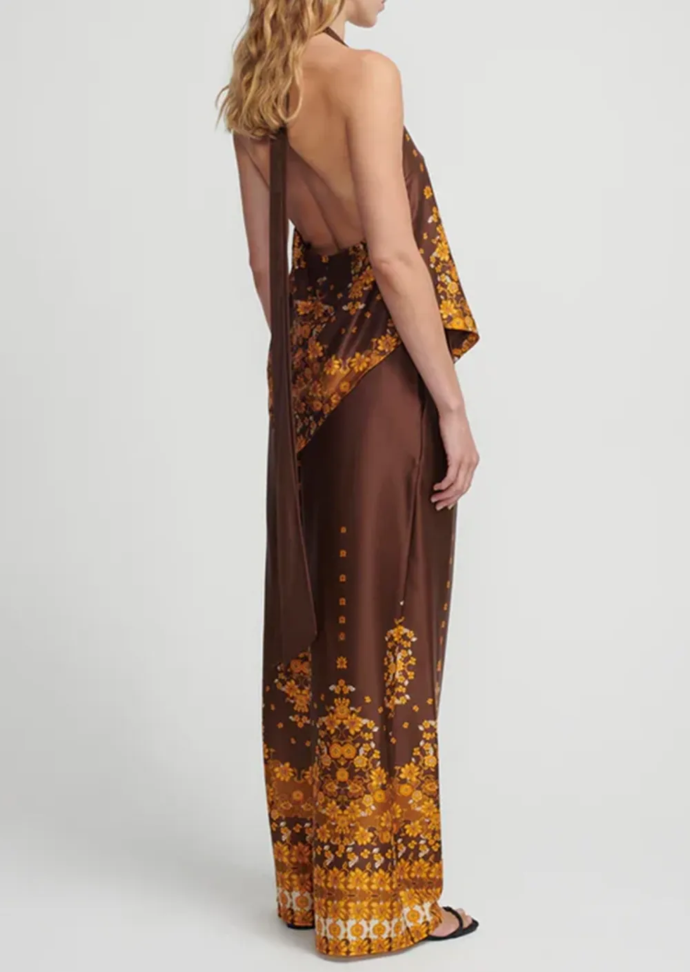 PRINTED WIDE LEG PANTS