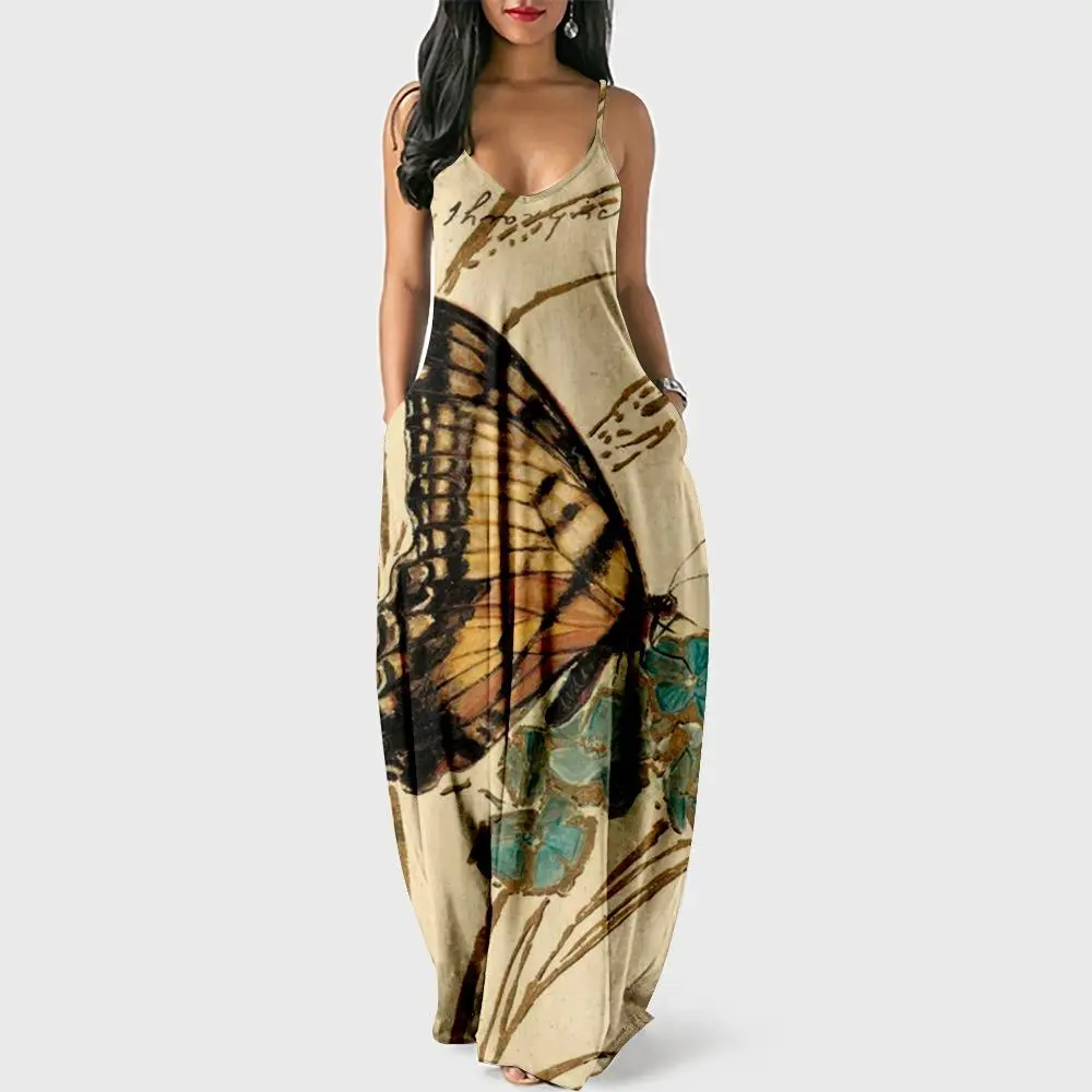 Unique Sleeveless Print Maxi Dress