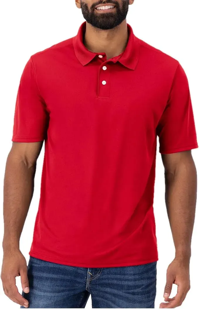 Men's Cool Short-Sleeve Polo Shirt with Three-Button Placket
