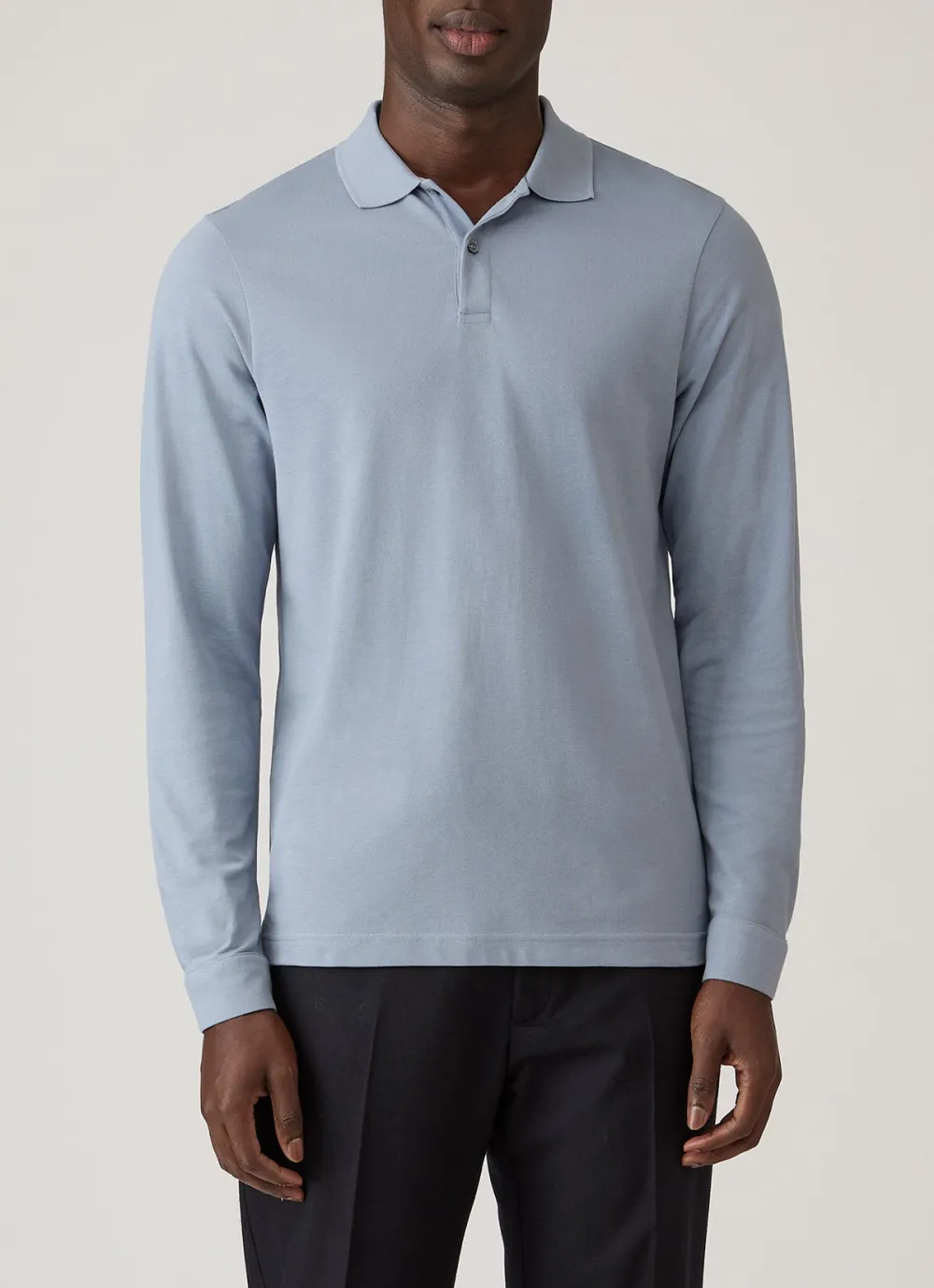 Modern Everyday Slim Fit Cotton Pique Long Sleeve Polo Shirt