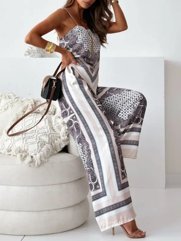 Print Strappy Vest And Pants Set