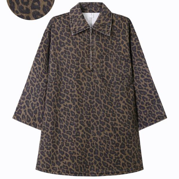 Women's Half-Zip Collared Denim Dress – Clearance Sale, Selling at a Loss!