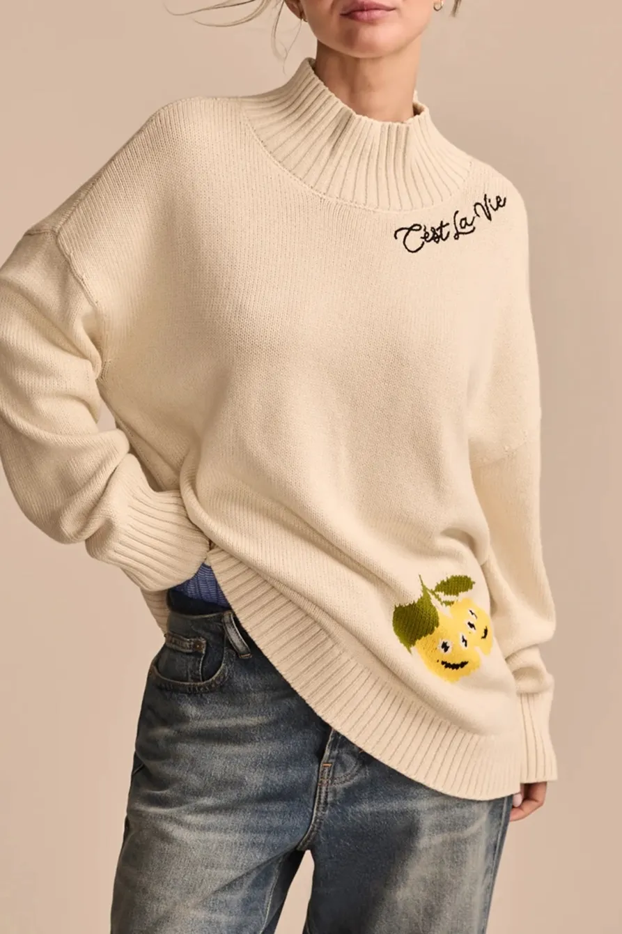 Daily High Neck Intarsia Turtleneck